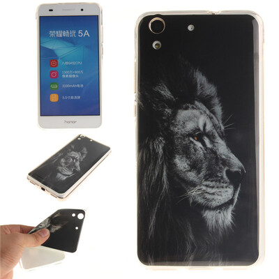 

Black lion Pattern Soft Thin TPU Rubber Silicone Gel Case Cover for HUAWEI Honor 5AY6 II