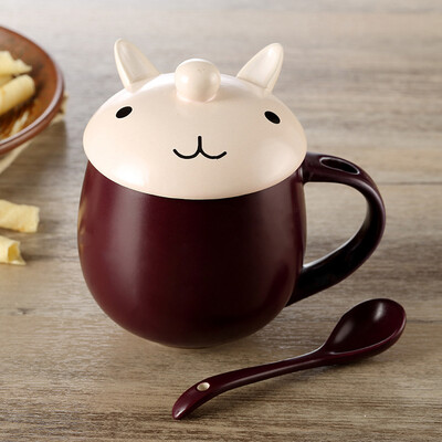 

Beisi Si Meng серии творческих мультфильм цветной керамической кружкой с поясом ложкой кролика