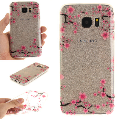 

Up&down plum blossom Pattern Soft Thin TPU Rubber Silicone Gel Case Cover for SAMSUNG GALAXY S7 Edge