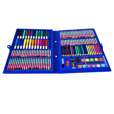 

Ou Rui детская живопись канцелярские набор 168 можно мыть акварель карандаш мелки ручка художественная живопись подарочная коробка синий