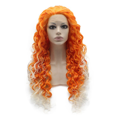 

Iwona Synthetic Hair Lace Front Long Curly Tip Orange Wig