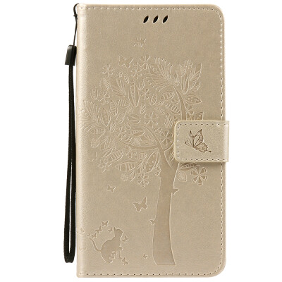 

Gold Tree Design PU Leather Flip Cover Wallet Card Holder Case for HTC 825