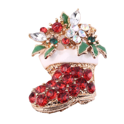 

Crystal Rhinestone Christmas Santa Boot Brooch Pin Xmas Gift Party Decor