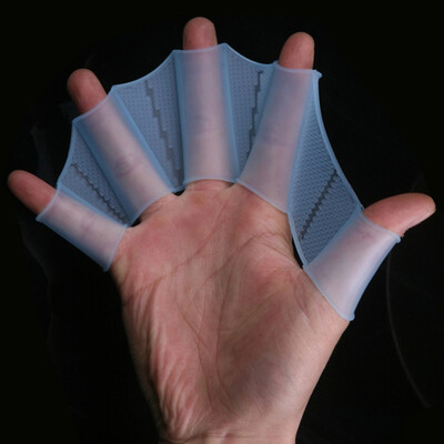 

1 Pair Swimming Flippers Hand Swim Trainning Finger Gloves Fins Webbed Paddle