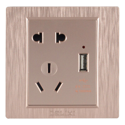 

Germany West DELIXI switch socket panel USB five-hole socket drawing purple series