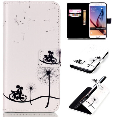 

Bike and dandelion Design PU Leather Flip Cover Wallet Card Holder Case for SAMSUNG Galaxy S6 Edge Plus
