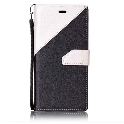 

Black + White Design PU Leather Wallet Case Classic Flip Cover with Stand Function and Credit Card Slot for SONY Xperia XZ