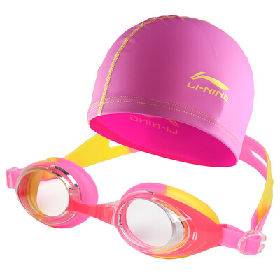 

Li Ning Li Ningqing young goggles swimming cap suit children swimming suit boys and girls swimming equipment 308 powder