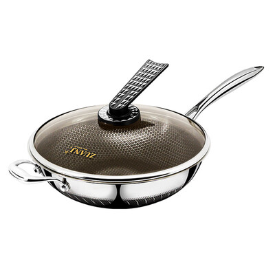 

Jingdong Supermarket] drill technology (ZUANJ) no smoke non-stick wok 32CM304 stainless steel concentrator pot Induction Cooker Gas General ZJ-DBW32