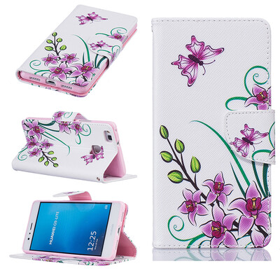 

Pink butterfly Design PU Leather Flip Cover Wallet Card Holder Case for HUAWEI P9 LITE