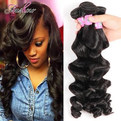 

Grade 8A Peruvian Loose Wave Hair Weave Bundles 8"-26" Natural Black Color 100% Human Hair 3 Bundles, Free Shipping