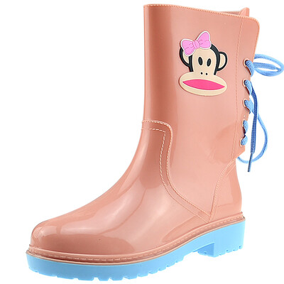 

Jingdong supermarket] PaulFrank mouth monkey rain boots fashion boots women in the tube after the series with water shoes PF1002 purple 38 yards