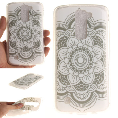 

White flowers Pattern Soft Thin TPU Rubber Silicone Gel Case Cover for LG K7