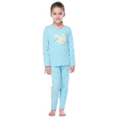 

Red beans (Hodo) children underwear women in the big children autumn and winter cotton and linen underwear sets HD6010 light blue 160