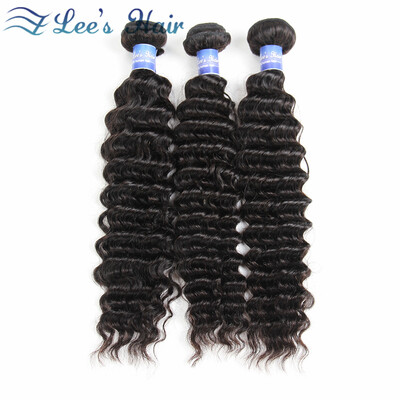 

ELees hair Products 7A Brazilian Virgin Hair Deep Wave 3 Bundles Afro Curly Human Hair Extensions Natural Black 300Glot