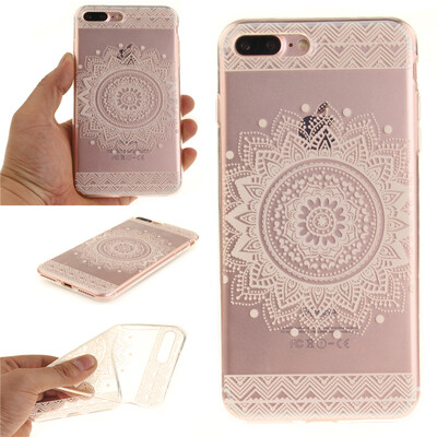

White mandala Pattern Soft Thin TPU Rubber Silicone Gel Case Cover for IPHONE 7 Plus