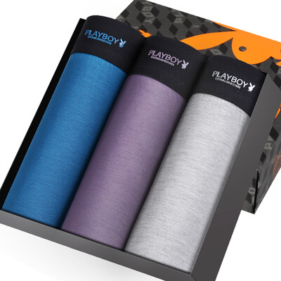 

Playboy men&39s underwear flat pants pants skirt men&39s underwear sexy four-legged trousers 3 gift box purple purple green lime combination
