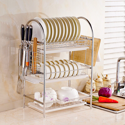 

Thousands of thousands of QEQX SUS304 stainless steel dish rack bowl rack drain rack kitchen racks storage rack three-story 2147-3A