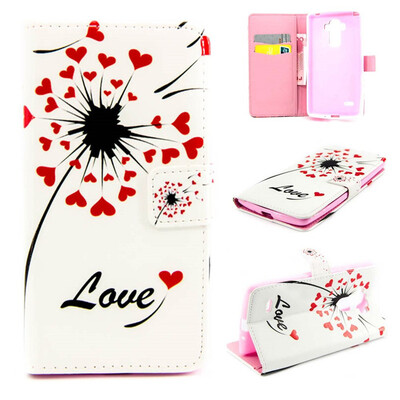 

Love heart dandelion Design PU Leather Flip Cover Wallet Card Holder Case for LG Stylus LS770
