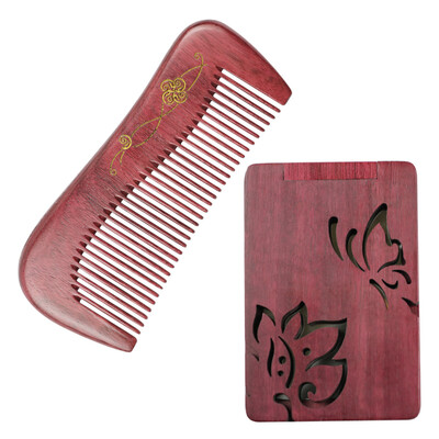 

[Супермаркет] Jingdong суд золоченый резной полый квадрат фиолетовый деревянный гребень зеркало Подарочный набор подарок на день рождения оберточной HP13-1