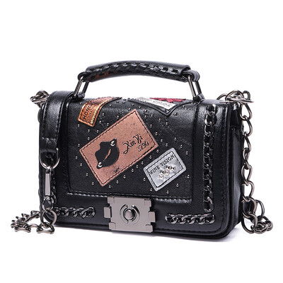 

Marathon Tandem Korean Women's Shoulders Messenger Bag Rivets Cartoon Fashion Mini Bags B150 Red