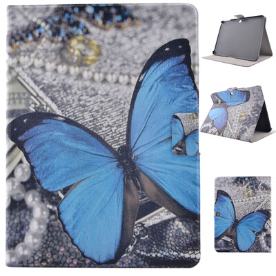 

Blue Butterfly Style Classic Flip Cover with Stand Function and Credit Card Slot for Samsung Galaxy Tab 3 10.1 P5200