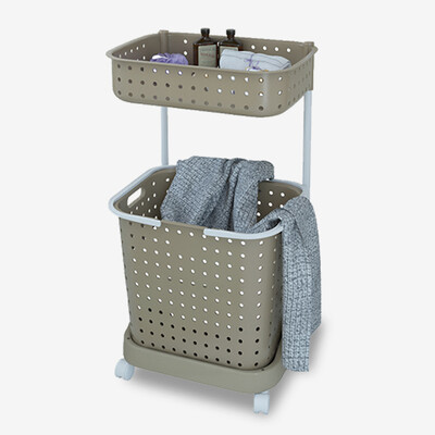 

Шуайте грязную одежду хранения корзины японского многослойных пластикового ведра шкив прачечная Zangyi ванной полка хранение корзина три грязной одежды корзину коричневого SL1667W