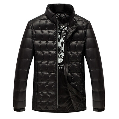 

Antarctic men 's down jacket 90 white duck down business business collar hit color warm down jacket 1908 black L