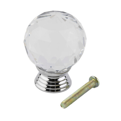 

30mm Round Ball Crystal Glass Knob Handle Pull Drawer Cupboard Wardrobe