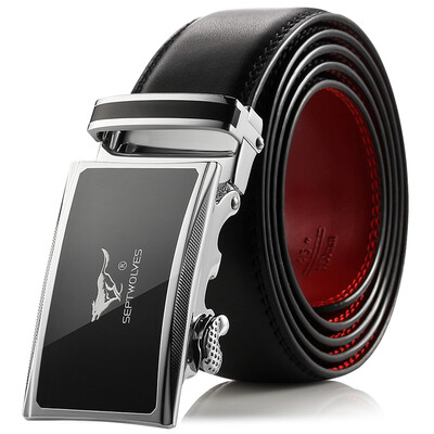 

Seven wolves belts male leather belt business casual automatic buckle belt juvenile leather belt 7A219076300 outside the black red