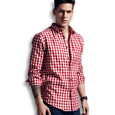 

2016 Men Shirt Long Sleeve Casual Plaid Shirts Slim Fit Fashion Male Camisa Masculina Colorful Shirt Men Casual Shirt Plus Size