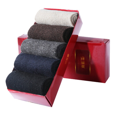 

Hengyuan Xiang rabbit wool socks in the tube thickening warm socks national wind jacquard female socks mixed color 5 pairs of equipment