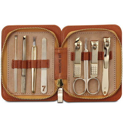 

Jingdong Supermarket] 777 Nail Knife Set Nail Scissors Repair Beauty and Beauty Combination 8pcs Set NTS-3007G Teak Brown (Import