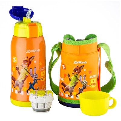 

Jingdong Supermarket] Disney (Disney) crazy animal city children's insulation Cup stainless steel with straws men and women cups green tree lazy lightning 550ml send cup sets