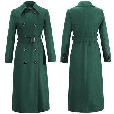

New Fashion Women Double - breasted Coat Winter Laple Woolen Dress Coats