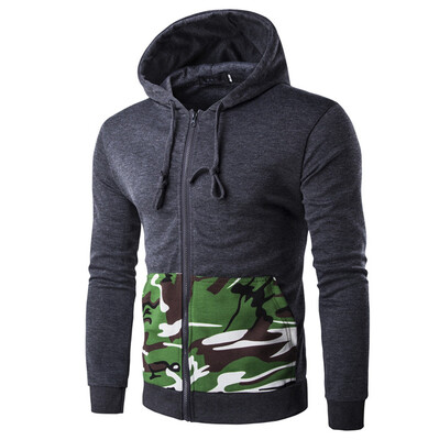 

Men Camouflage Splicing Hoodie Coats