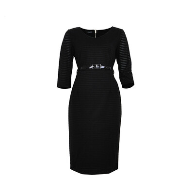 

2 Colors Striped Women Dress 2016 Three Quarter Sleeve Autumn Dress Casual With Sashes 95%Polyester 5%Spandex
