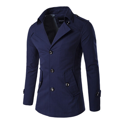

New Arrival Fashion Men Winter Windbreaker Single-breasted Long Lapel Coat