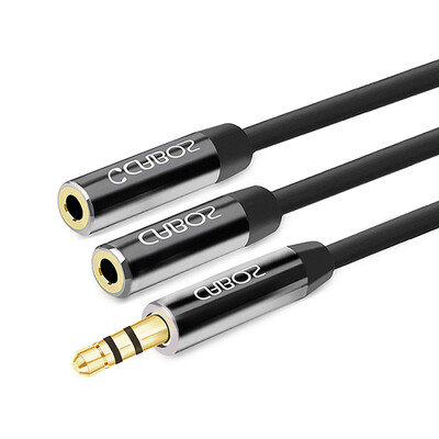 

Ferguson cabos headphone splitter headset 1 minute 2 couple headphone share adapter cable converter computer audio one two diodes 02m black F01302