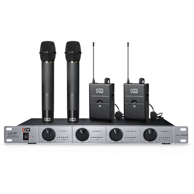 

(KFW) WK-U4200A перетащить четыре микрофона микрофона микрофона с двумя парами висит (воротник клип \ износ головы)