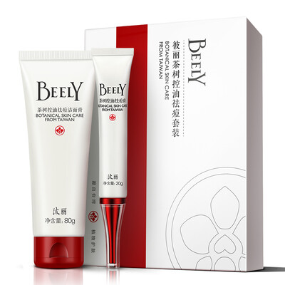 

BEELY tea tree oil control acne suit cleansing cream 80ml acne cream 20ml eliminate acne India pox marks acne male&female general 2 sets