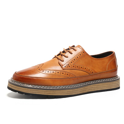 

COSO casual shoes breathable Bullock men's shoes leisure retro round shoes British wind thick bottom low to help the board shoes loose tide shoes 5785 brown 39 yards