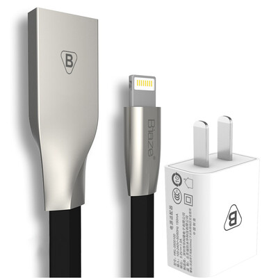 

BIAZE Apple 8/7/6 Кабель для передачи данных Цинковый сплав 1.2m Черный + 5V / 1A Зарядное устройство для мобильного телефона iPhone5 / 6s / 7 Plus / 8 / X Новый iPad Mini Mini M1 + K8