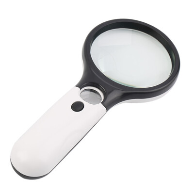 

3-светодиодный свет 45X Handheld Magnifier Рединг увеличительное стекло ювелирные изделия Лупа