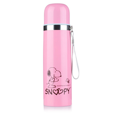 

Jingdong Supermarket] Snoopy (SNOOPY) bullet vacuum insulated cup portable male and female children's water cup 304 stainless steel pink 500ML