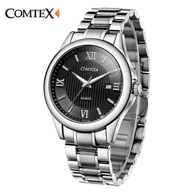

Браслет COMTEX Мужские кварцевые часы из нержавеющей стали с римскими цифрами и большой циферблат моды Brand Watch Men