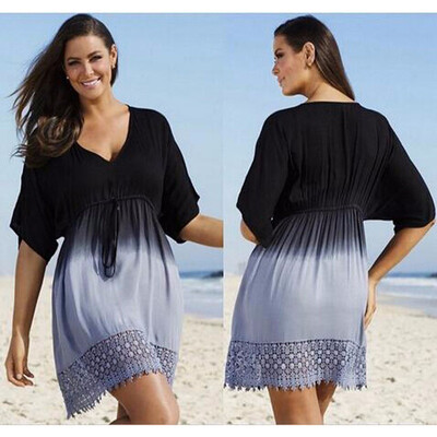 

Гран-при Европы 2016 большой размер женской талии шнурком кружева шить градиент пляжный отдых платье юбка