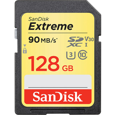 

SanDisk 128GB read speed 90MB s write speed 60MB s Extreme speed SDXC UHS-I memory card V30 U3 Class10 SD card