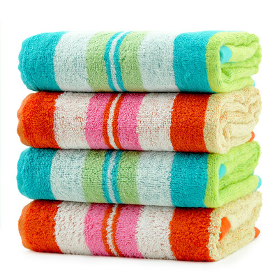 

Bamboo Kam Towel Home Textiles Bamboo Fiber Dyed Striped Soft Hydrating Flower Color Towel 4 Pack Blue * 2 / Powder * 2 100g