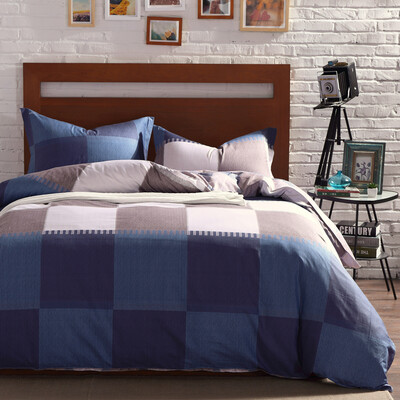 

Hong Rui bedding home textiles cotton worsted printing single quilt cover quilt cover a single piece of European love grid rhyme 160 210cm